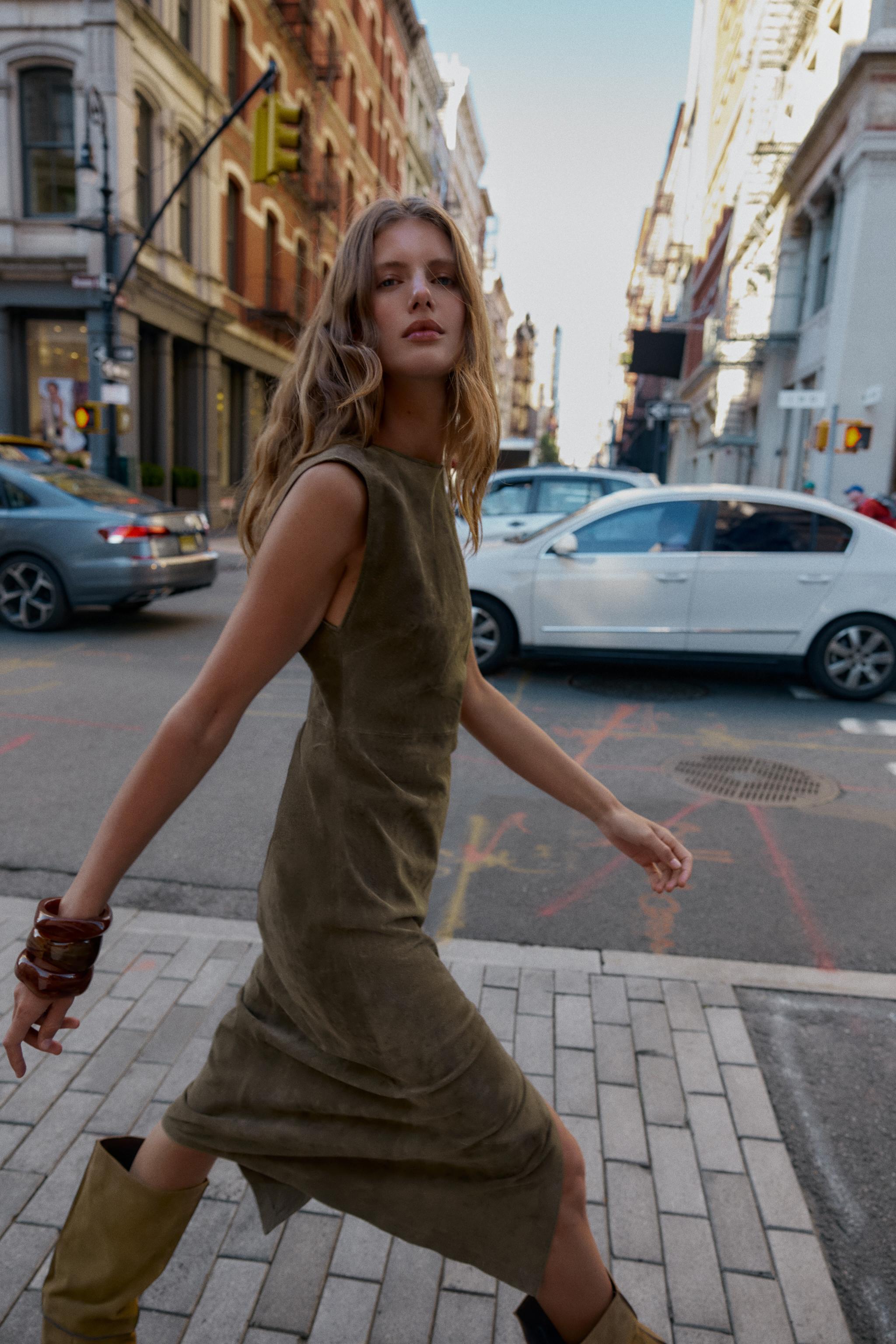 100% LEATHER MIDI DRESS